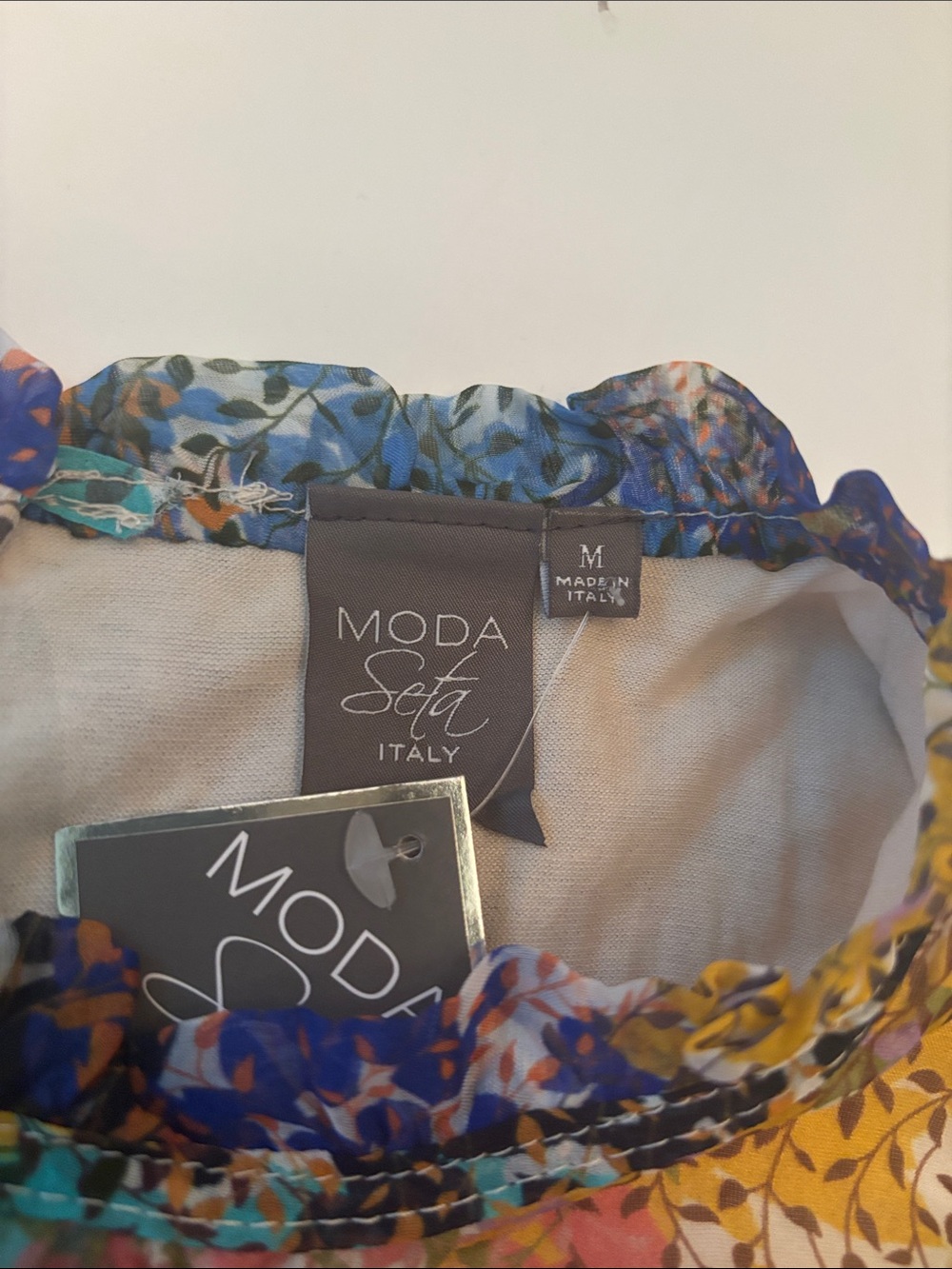 Moda Seta Italy sleeveless blouse colorful abstract floral top made in Italy M - Picture 6 of 12